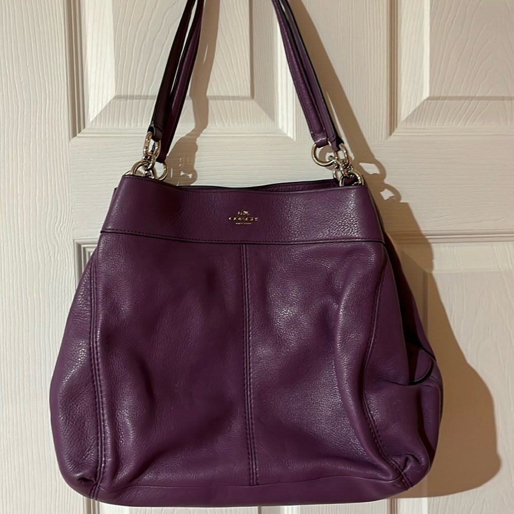 Coach Purple Leather Shoulder Bag